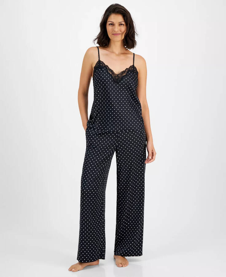 Women's Lace-Trim Dotted Tank Top & Pajama Pants Set, Created for Modazone Polka Dots - 1