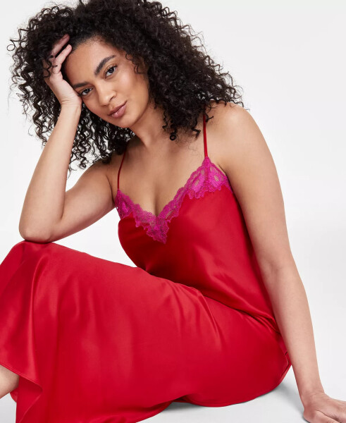 Women's Lace-Trim Satin Nightgown, Exclusively at Modazone Crimson Leaf - 2