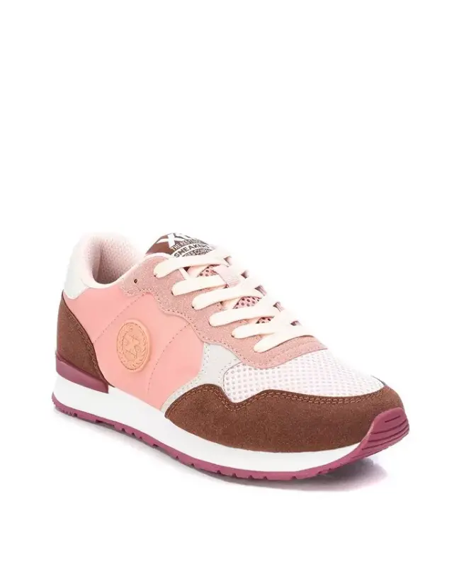 Women's Lace-Up Sneakers By XTI-Light pink - XTI