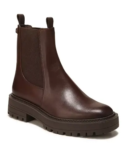 Women's Laguna Lug-Sole Chelsea Booties - Chestnut Leather - 1