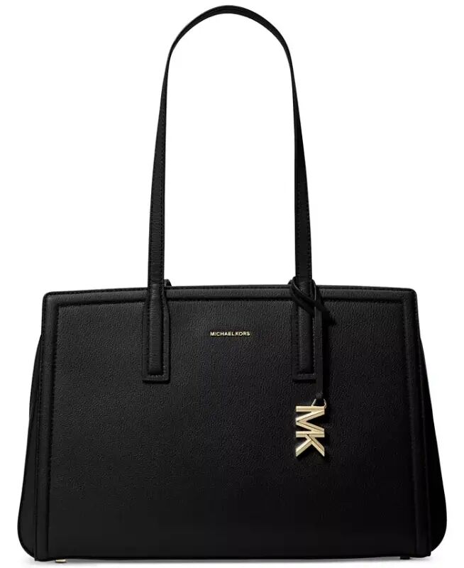 Women's Laila Medium Leather Tote Bag - Black/Gold - MICHAEL KORS