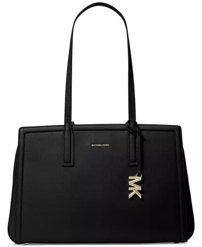 Women's Laila Medium Leather Tote Bag - Black/Gold 