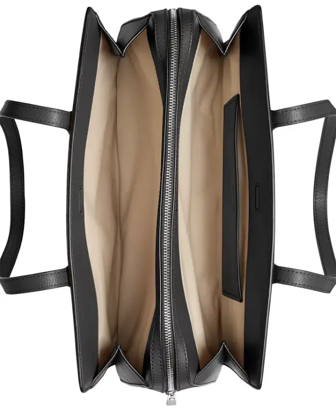 Women's Laila Medium Leather Tote Bag - Black/Silver - 2