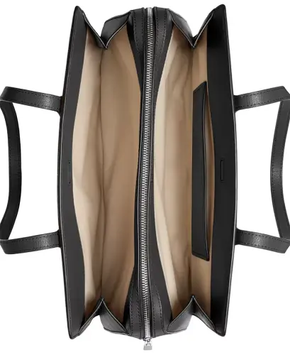 Women's Laila Medium Leather Tote Bag - Black/Silver - MICHAEL KORS (1)