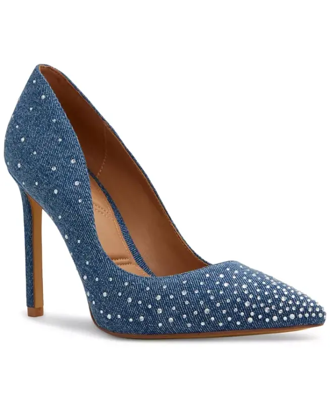 Women's Lala Pointed Toe Pumps - Dark Denim/Rhinestone - 1