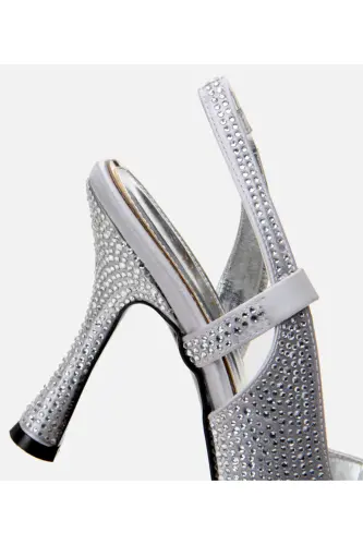 Women's Lame Rhinestone Backless Stiletto - 5