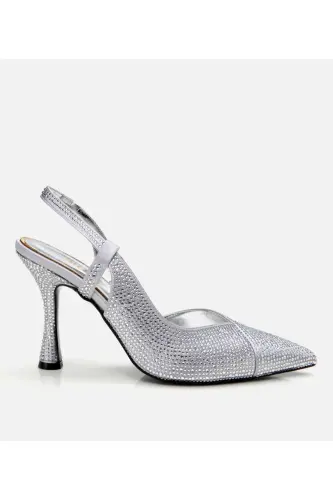 Women's Lame Rhinestone Backless Stiletto 