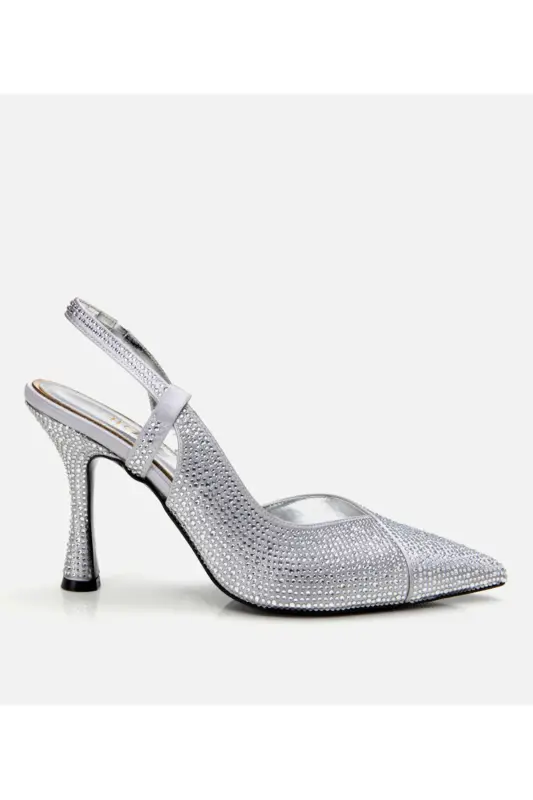 Women's Lame Rhinestone Backless Stiletto - 1