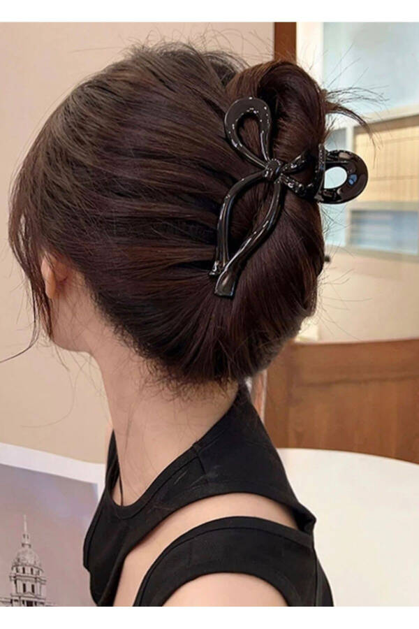 Women's Large Black Bow Hair Clip (11Cm) - 6