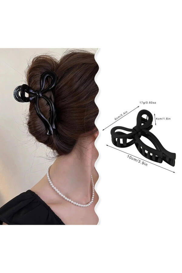 Women's Large Black Bow Hair Clip (11Cm) - 7