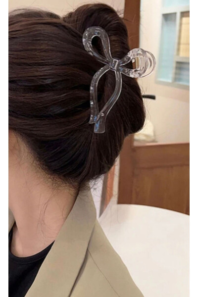 Women's Large Transparent Bow Hair Clip (11Cm) - 1