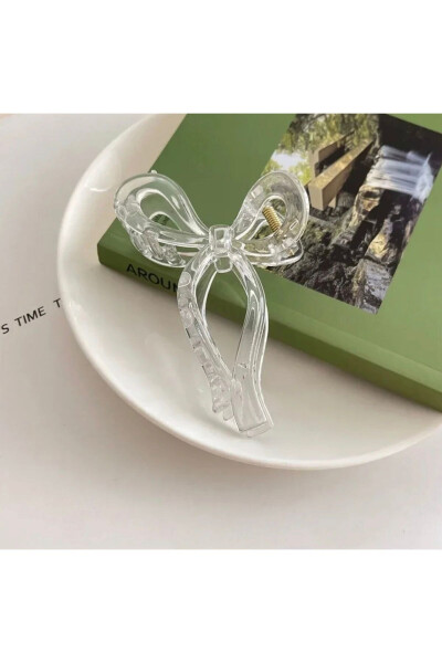 Women's Large Transparent Bow Hair Clip (11Cm) - 2