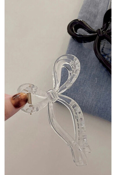 Women's Large Transparent Bow Hair Clip (11Cm) - 3