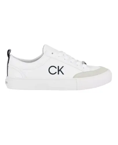 Women's Lariss Round Toe Lace-up Casual Sneakers-White Multi - Manmade and Suede - CALVIN KLEIN (1)