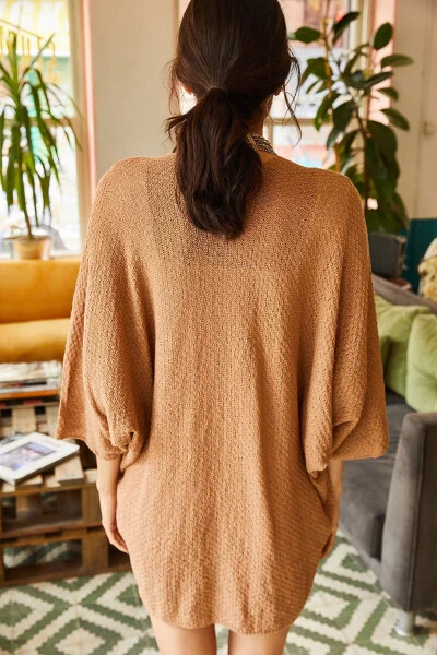 Women's Latte Brown Batwing Spring Cardigan HRK-19000057 - 5