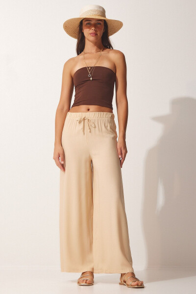 Women's Latte Cotton Viscose Palazzo Pants BV00076 - 1