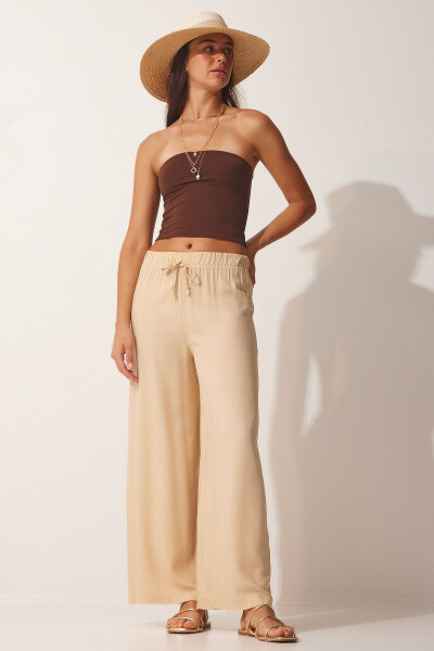 Women's Latte Cotton Viscose Palazzo Pants BV00076 - 2