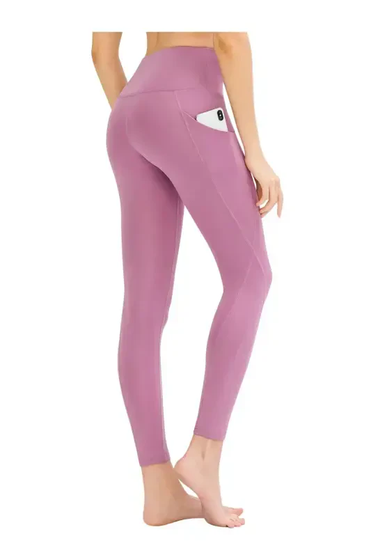 Women's Lavender High Waist Double Pocket Shaping Sports Tights-Lilac - 1
