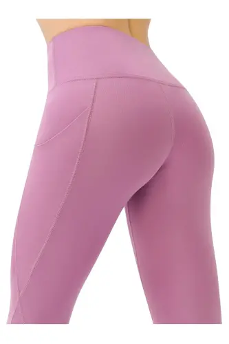 Women's Lavender High Waist Double Pocket Shaping Sports Tights-Lilac - 4
