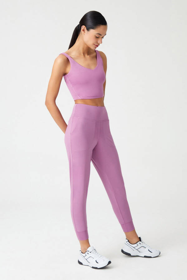 Women's Lavender High Waist Jogger Sweatpants - 3