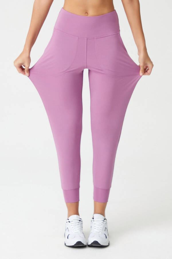 Women's Lavender High Waist Jogger Sweatpants - 4