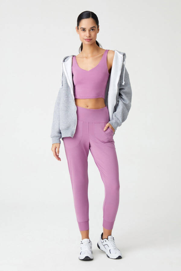 Women's Lavender High Waist Jogger Sweatpants - 5