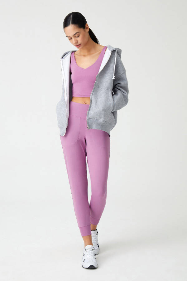 Women's Lavender High Waist Jogger Sweatpants - 6