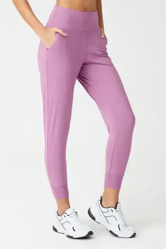 Women's Lavender High Waist Jogger Sweatpants - 1