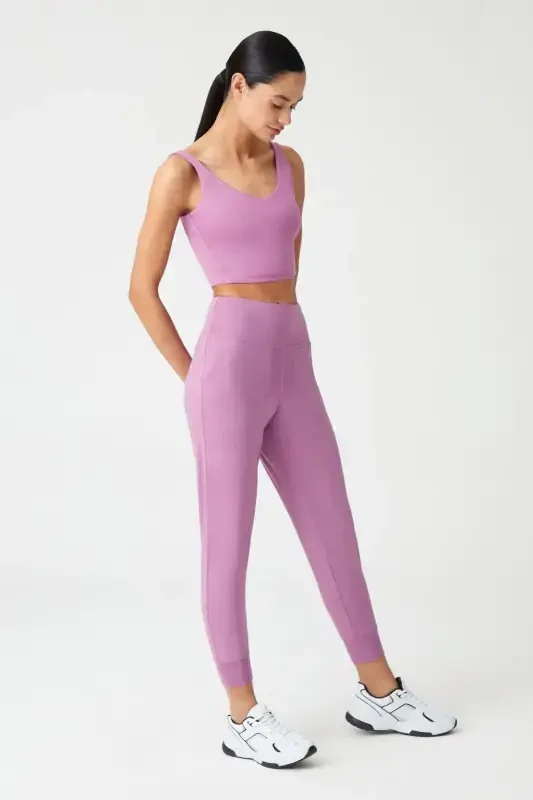 Women's Lavender High Waist Jogger Sweatpants - 3