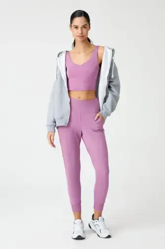 Women's Lavender High Waist Jogger Sweatpants - 5