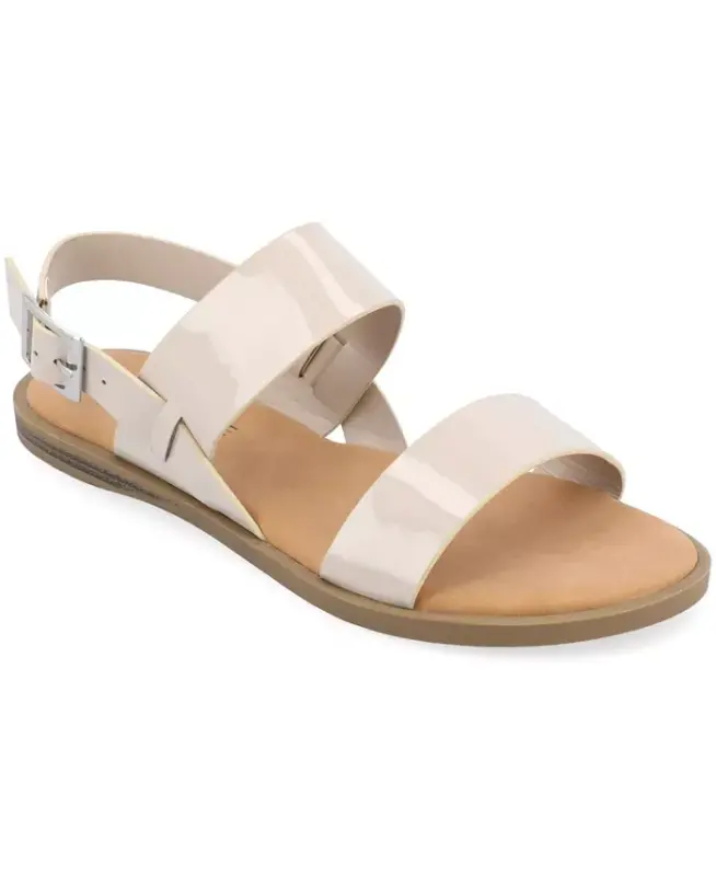 Women's Lavine Medium and Wide Width Multi Strap Flat Sandals - Beige Patent - 1
