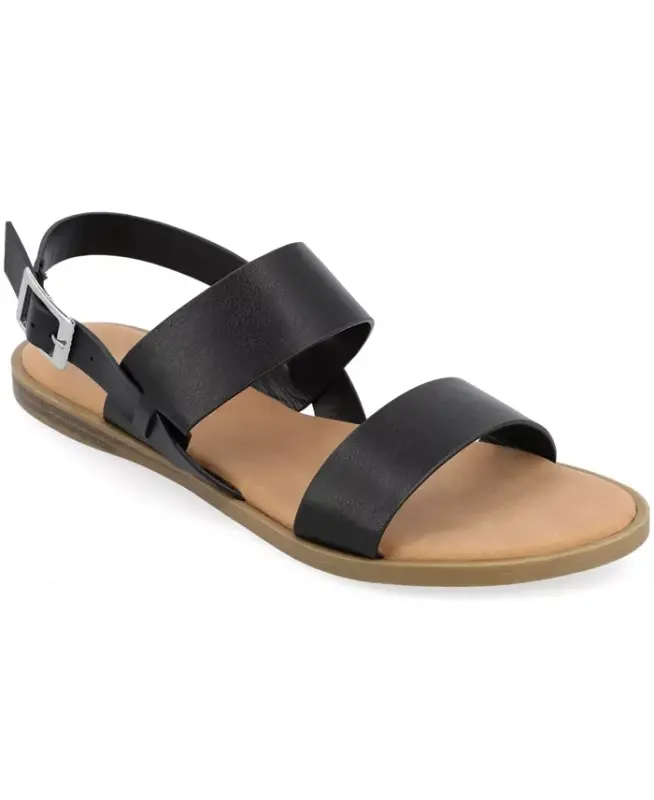 Women's Lavine Medium and Wide Width Multi Strap Flat Sandals - Black - JOURNEE COLLECTION