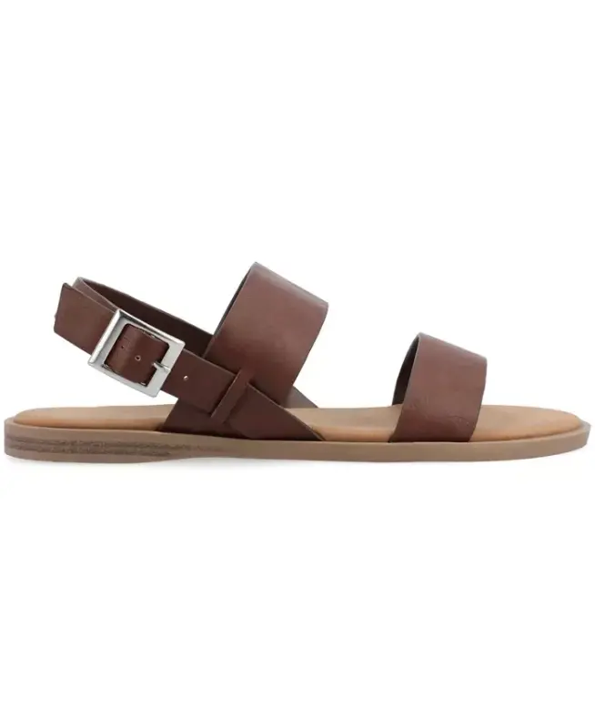 Women's Lavine Medium and Wide Width Multi Strap Flat Sandals - Brown - 4