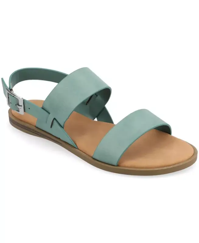Women's Lavine Medium and Wide Width Multi Strap Flat Sandals - Seafoam - JOURNEE COLLECTION