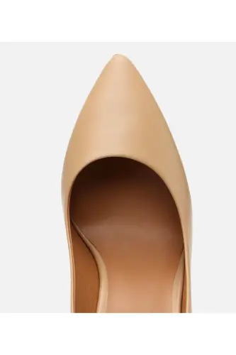 Women's Leather Beige High Heel Stiletto - 5