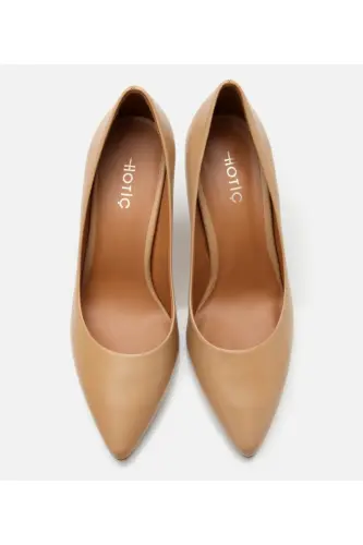 Women's Leather Beige High Heel Stiletto - 8