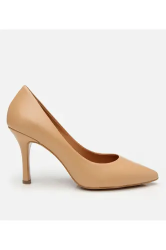 Women's Leather Beige High Heel Stiletto 
