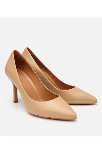 Women's Leather Beige High Heel Stiletto - 2