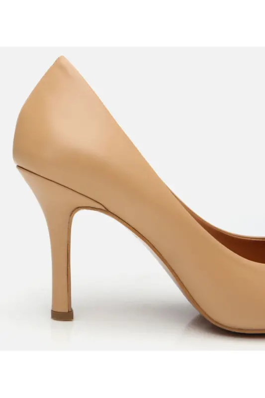 Women's Leather Beige High Heel Stiletto - 4