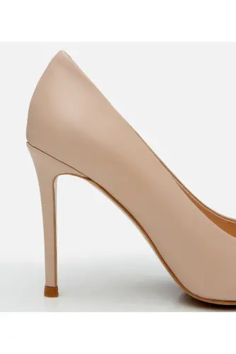 Women's Leather Beige Thin High Heel Stiletto - 4