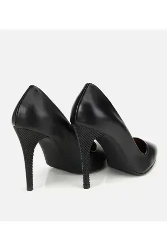 Women's Leather Black Stiletto-BLACK - 6