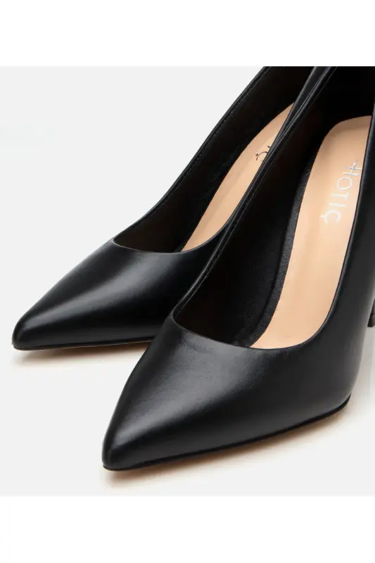 Women's Leather Black Stiletto High Heels - 3