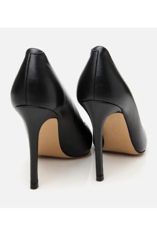 Women's Leather Black Stiletto High Heels - 7