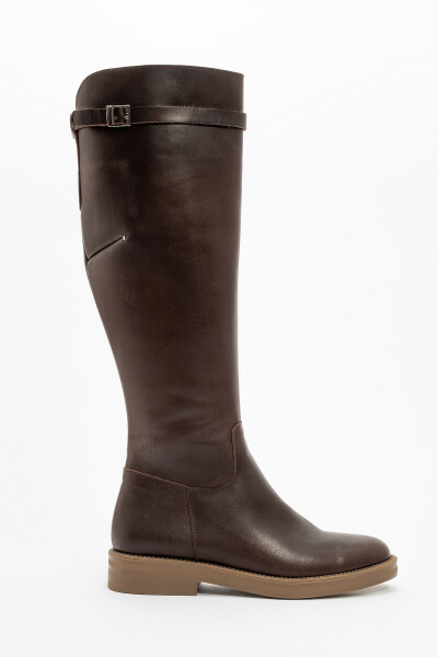 Women's leather boots in coffee color - 4