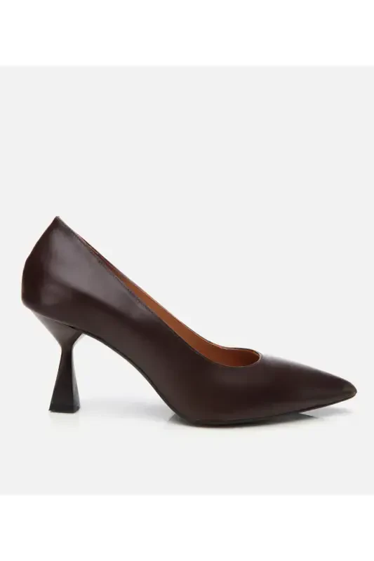 Women's Leather Brown Flexible Sole Stiletto-BROWN - HOTIÇ