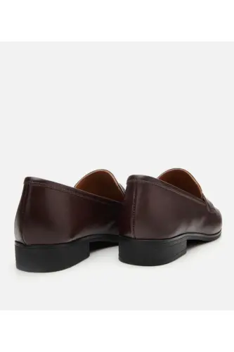 Women's Leather Brown Loafer with Logo Detail - BROWN - 4