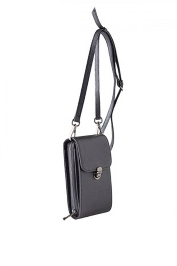 Women's leather crossbody phone bag with zipper and card slots. - 2