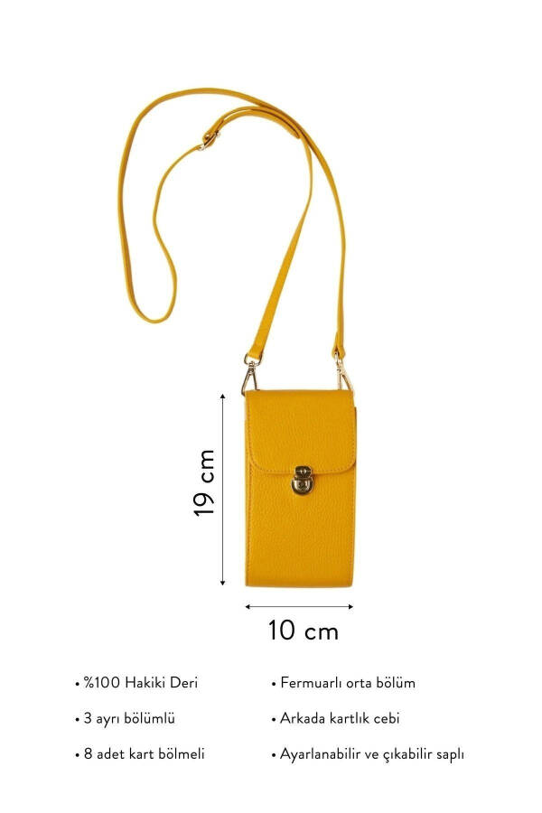 Women's leather crossbody phone bag with zipper and card slots. - 5