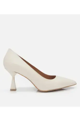 Women's Leather Ecru Flexible Sole Stiletto - BONE - 1