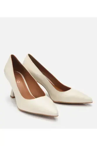 Women's Leather Ecru Flexible Sole Stiletto - BONE - HOTIÇ (1)